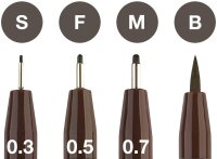 Tuschestift Pitt Artist Pen sepia Spitzen S, F, M, B -...