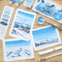 Aquarellkarten A6, 300 g/qm, 100% Baumwolle, matt - 24er...