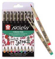 Pinselmarker Pigma Brush - 9er Set farblich sortiert