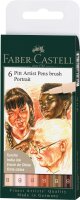 Tuschestift Pitt Artist Pen Brush Portrait - 6er Etui
