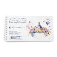 Aquarell Reisetagebuch spiraliert, -260g/qm, 15x28 cm -...