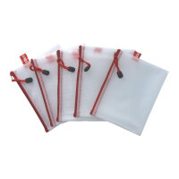 Reißverschlussbeutel EVA A6 roter Zipper 5er Pack -...