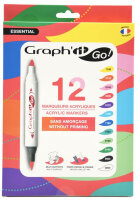Acrylmarker GRAPHIT GO 2 Spitzen, 12er Set - Grundfarben