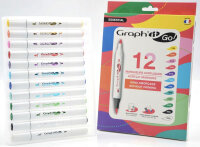Acrylmarker GRAPHIT GO 2 Spitzen, 12er Set - Grundfarben