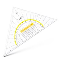 Geodreieck 25 cm Griff lösbar, Facette, Tuschenoppen, Plexiglas