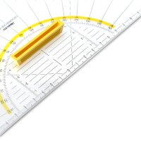 Geodreieck 25 cm Griff lösbar, Facette, Tuschenoppen, Plexiglas
